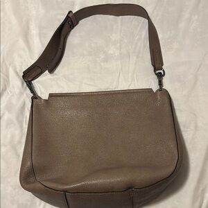 Leather Shoulder Bag in Taupe - Classic Women's Shoulder Bag